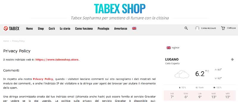 privacy policy tabex shop